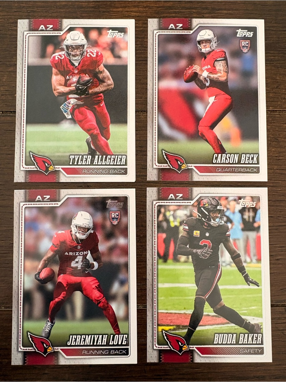 TOPPS ARIZONA CARDINALS Set of 4 Football Trading Cards MINT